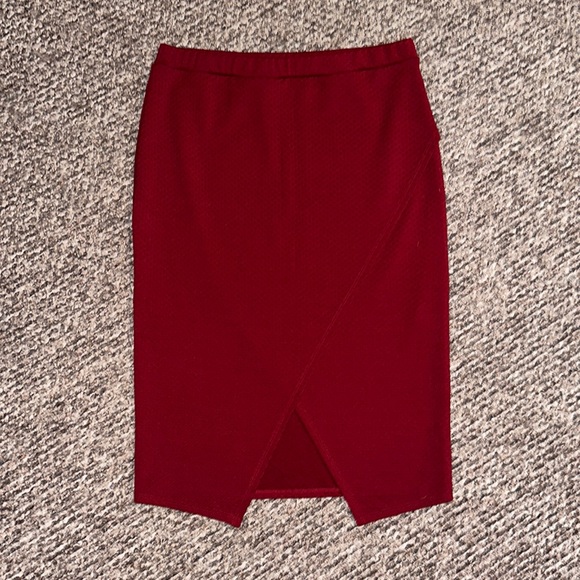 (#003) BURGUNDY PENCIL SKIRT - Picture 1 of 3